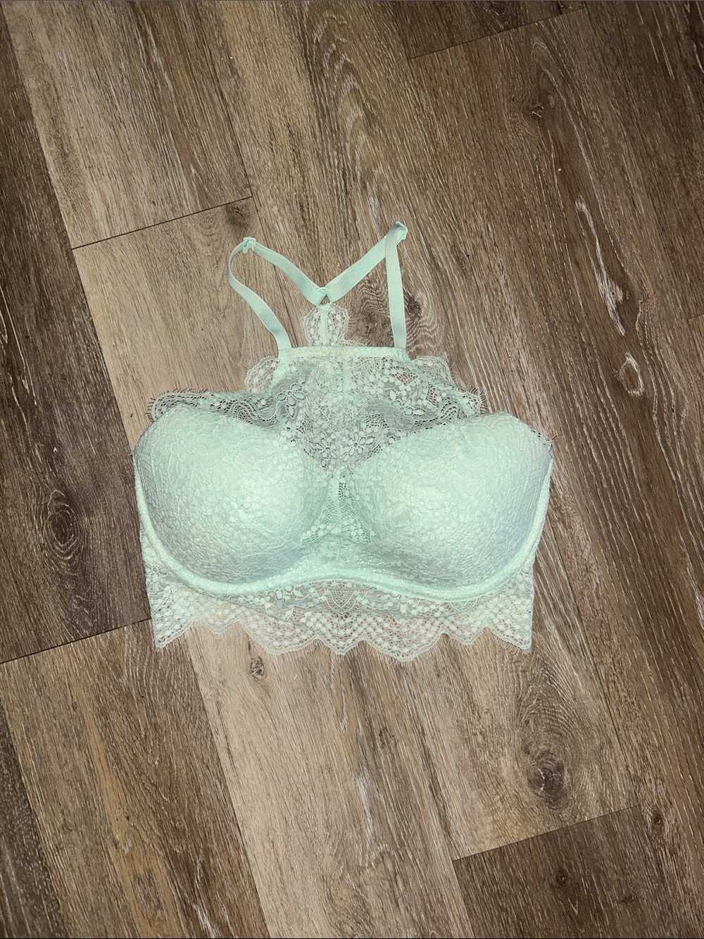 PINK Victoria's Secret Mint Green Lace High-Neck Bralette